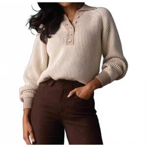 NEW THE NORMAL BRAND diana sweater in ivory/taupe